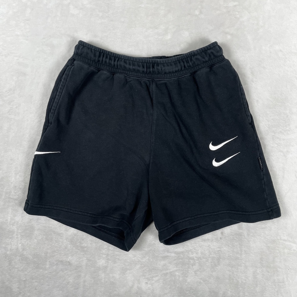 Nike Sweat Shorts Mens Medium Black Fleece 5 Inseam Multi Swoosh Gym Athletic
